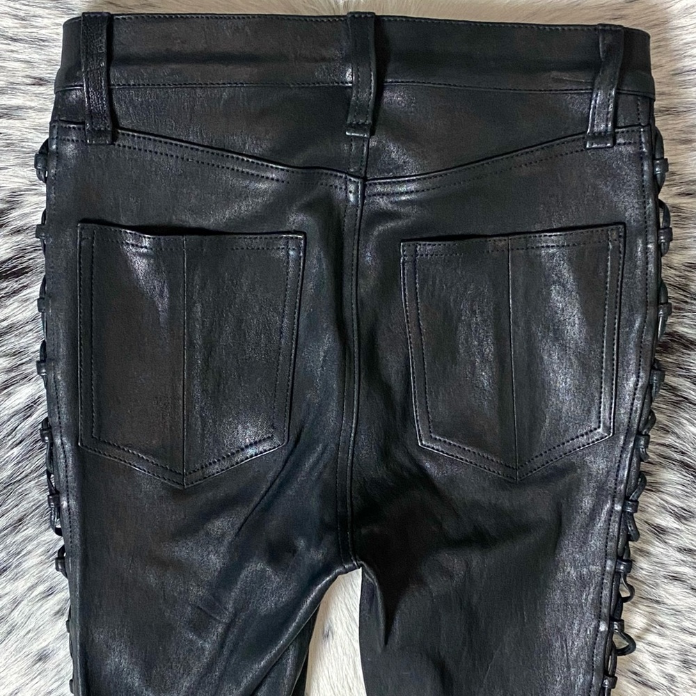RAG & BONE “KIKU” SIDE-LACE HIGH-RISE LEATHER LEGGING, SZ 24 NWT! - Picture 10 of 13